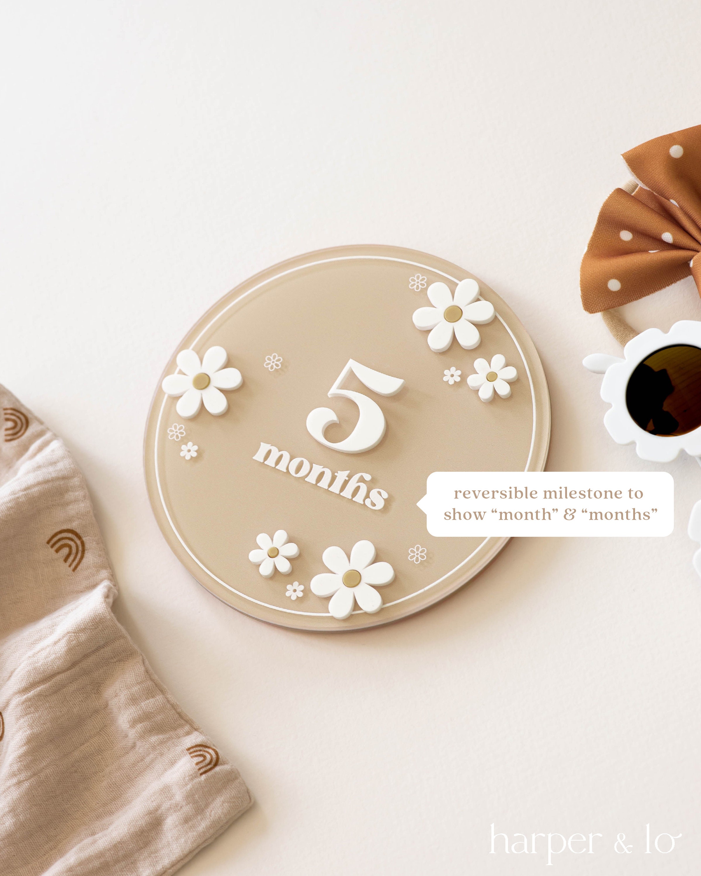 Acrylic Daisy Flower Arched Milestone Cards | Monthly Milestone Markers ...