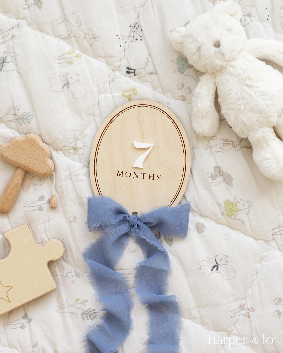 Wooden Trim Ribbon Bow Interchangeable Milestone Cards | Personalize ...