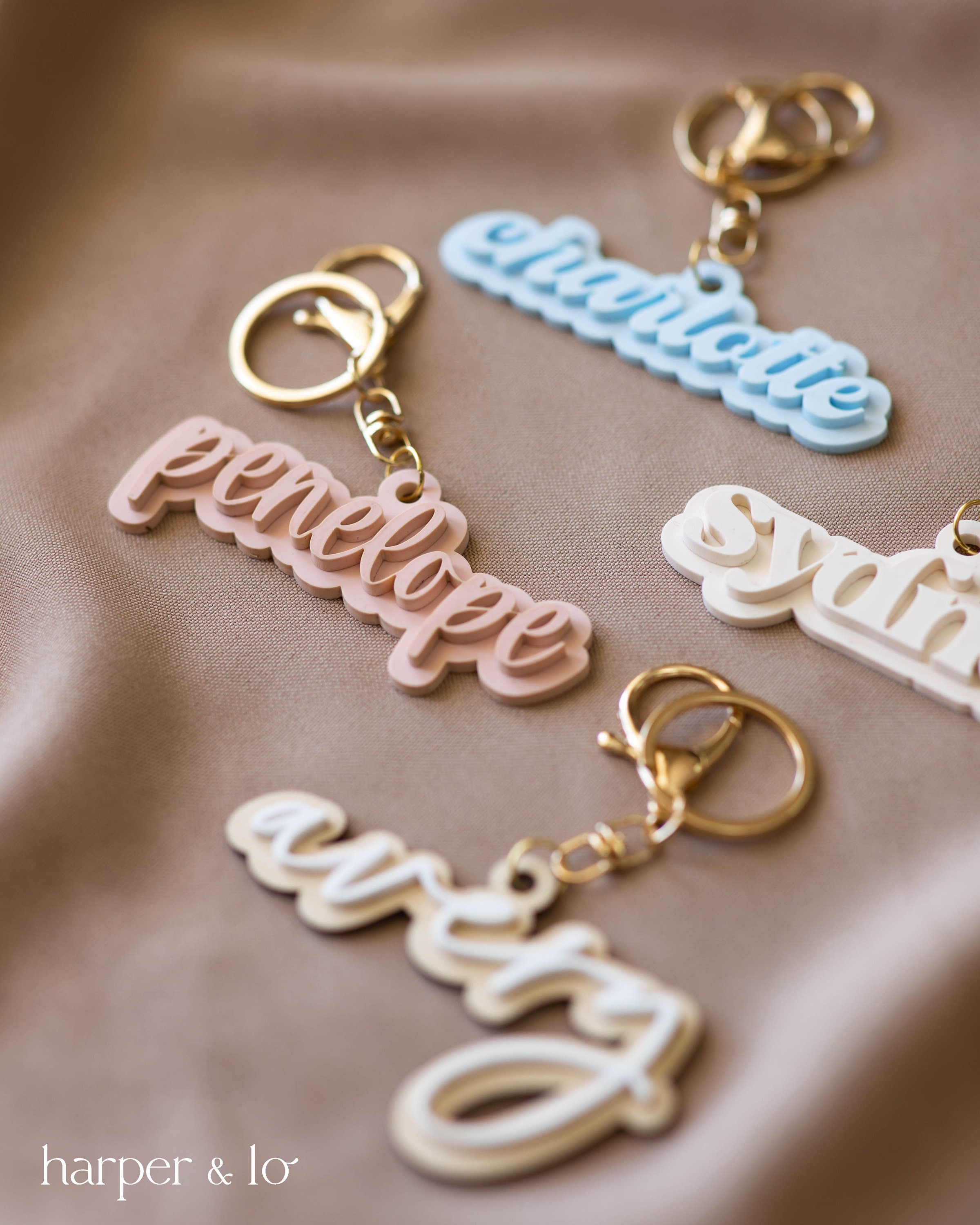Personalized Initial Keychain For Girls - Resin Letter With Butterfly & Heart Sequins, Pink Tassel - View #7