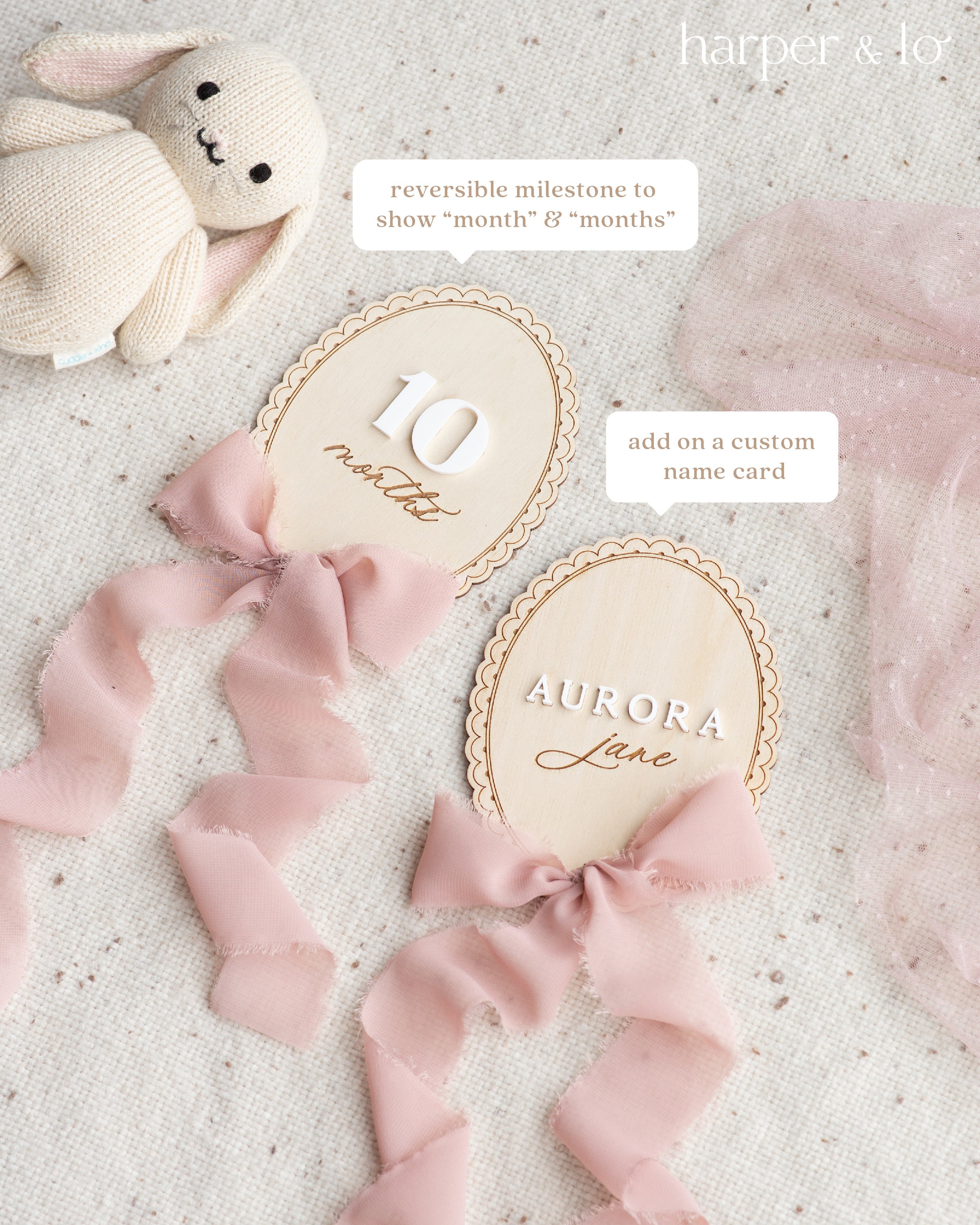 Wooden Custom Name Ribbon Interchangeable Milestone Cards | Personalize ...