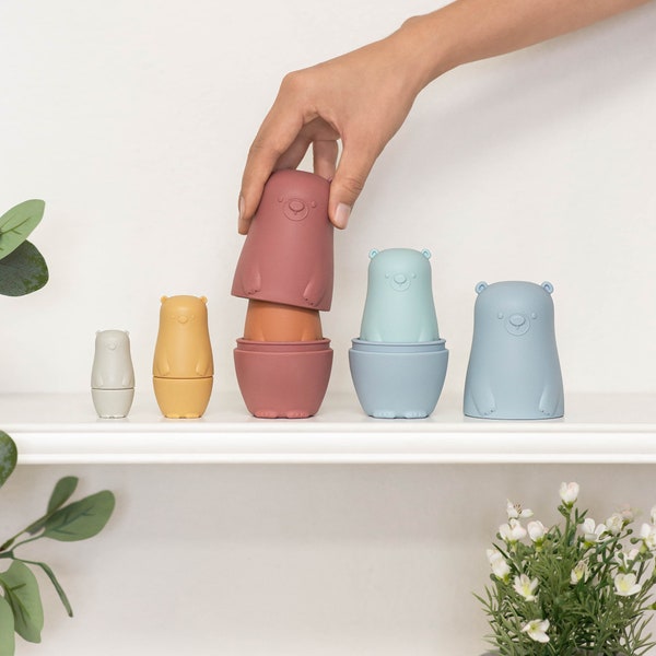 Silicone Nesting Bear Toy | Silicone Stacking Toy, Sensory Toy, Matryoshka Dolls, Russian Nesting Doll,Montessori Educational Toy,Baby Gift