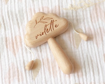 Personalized Wooden Rattle Toy | Custom Name, Keepsakes, Montessori Toy, Grasping Toy, Baby Toy, Baby Gift, Cloud, Sensory, Baby Shower Gift