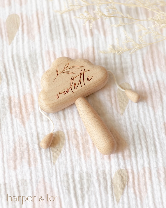 Personalized Wooden Rattle Toy Custom Name Keepsakes Etsy