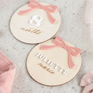 Wooden Ribbon Bow Interchangeable Milestone Cards | Personalize Custom ...