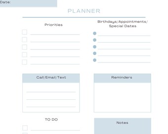 Minimalist Planner, Daily Planner, Weekly Planner, Monthly Planner, Simple Planner, Printable Planner, One Page Planner