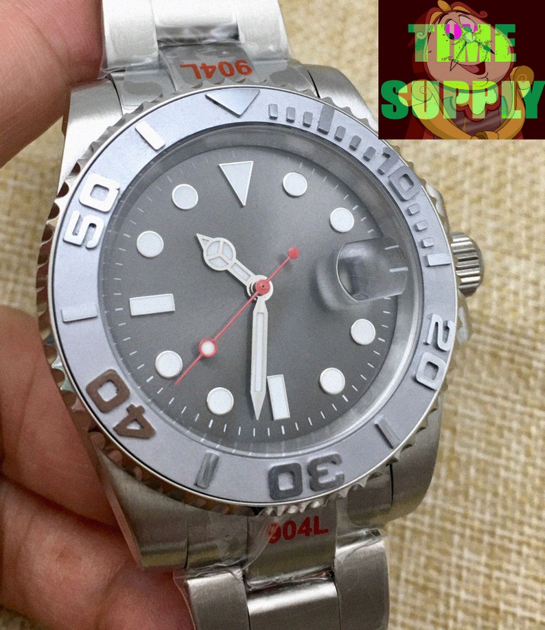 Grey Sub 40mm Watch Cyclops Lens Ceramic Bezel Stainless Etsy
