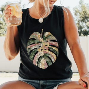 Mosaic Monstera Shirt, Indoor Plants Shirt, Houseplant T Shirt, loose tank top for women, Comfort Colors®, UNISEX Tank Tops, Rib Cage Shirt