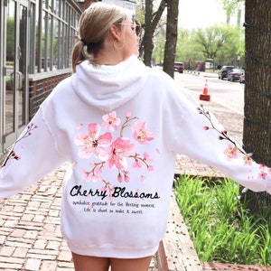 Gratitude Cherry Blossom Hoodie Sakura Sweatshirt Flower Aesthetic Floral Top Japanese Streetwear Sweater