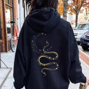 Stars Moon and Snake Jacket, Celestial Hoodie, Zip Up Graphic Hoodies, Fleece Sweatshirt Outerwear
