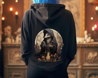 Wizard of Possum Hoodie Opossum Sweatshirt Witchy Opppossum Hoodie Fleece Sweatshirt Dark Witchcore Clothing Goblincore Animal Goth Clothes