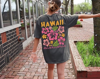 Hawaii Shirt Hibiscus Tshirt Aloha Ohana Mahalo Graphic Tees Tropical Flowers Top Coconut Girl Clothes Ocean Inspired Style Vacay Vibes