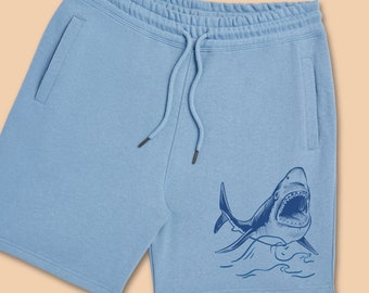 LUXURY ORGANIC Sweat Shorts Graphic Shorts Active Unisex Shorts Fleece Sweatshort Shark Shorts Cute Gym Beachy Clothes Terry Cotton Shorts