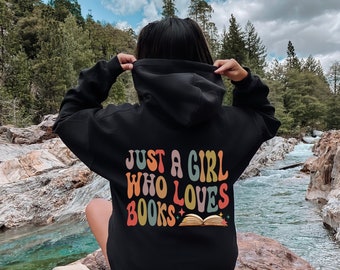 Just a Girl Who Loves Books Zip Up Jacket Full Zip Hoodie Book Hoodie Book Jacket Lover of Books Gift