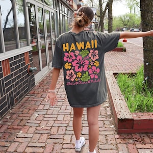 Hawaii Shirt Hibiscus Tshirt Aloha Ohana Mahalo Graphic Tees Tropical Flowers Top Coconut Girl Clothes Ocean Inspired Style Vacay Vibes