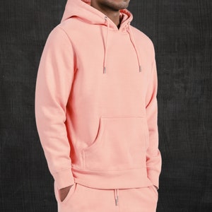 LUXURY ORGANIC Hoodie Sweatshirt Unisex Plain Hoodie Women Fleece Sweater Basic Mens Hooded Top Peach Shirt Simple Clothing Minimal Clothes