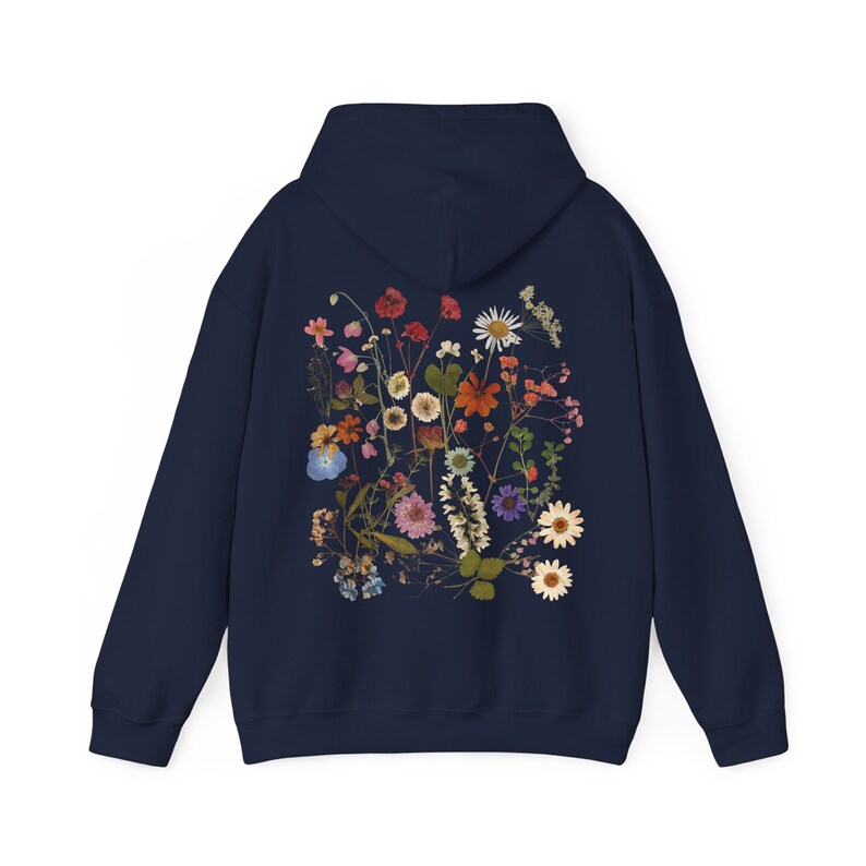 Pressed Flowers Hoodie Pressed Flower Sweatshirt Cottagecore Clothes Nature Lover Gift Idea Wildflower Garden Aesthetic Botanical Top Floral image 5