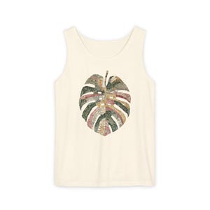 Mosaic Monstera Shirt, Indoor Plants Shirt, Houseplant T Shirt, loose tank top for women, Comfort Colors®, UNISEX Tank Tops, Rib Cage Shirt Ivory