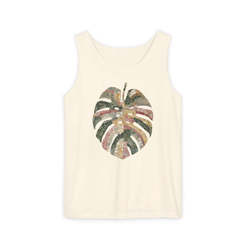 Mosaic Monstera Shirt, Indoor Plants Shirt, Houseplant T Shirt, loose tank top for women, Comfort Colors®, UNISEX Tank Tops, Rib Cage Shirt Ivory