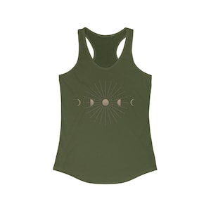 Mystical Moon Phase Tank Top Celestial Shirt Witchy Racerback Tank Workout Clothes Summer Tshirt Boho Astrology Top Spine Tattoo Inspired image 7