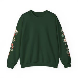 Strawberry Sweater, Sleeve Design Forest Green