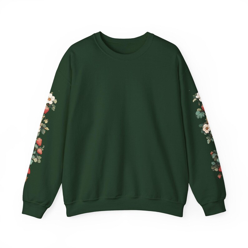 Strawberry Sweater, Sleeve Design Forest Green