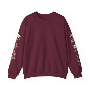 Strawberry Sweater, Sleeve Design Maroon