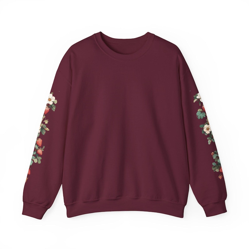Strawberry Sweater, Sleeve Design Maroon