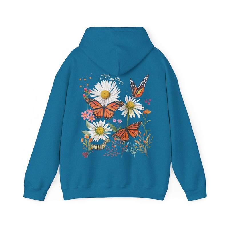 Butterfly Hoodie Cottagecore Clothes Floral Sweatshirt Daisy Shirt Monarch Butterflies Fairy Core Aesthetic Nature Lover Gift Flower Hoodie immagine 8