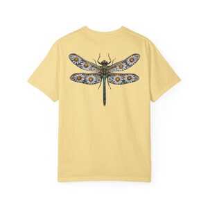 Floral Dragonfly Shirt Comfort Colors® Cotton Tee Shirt for Nature Lovers, Back Design Butter