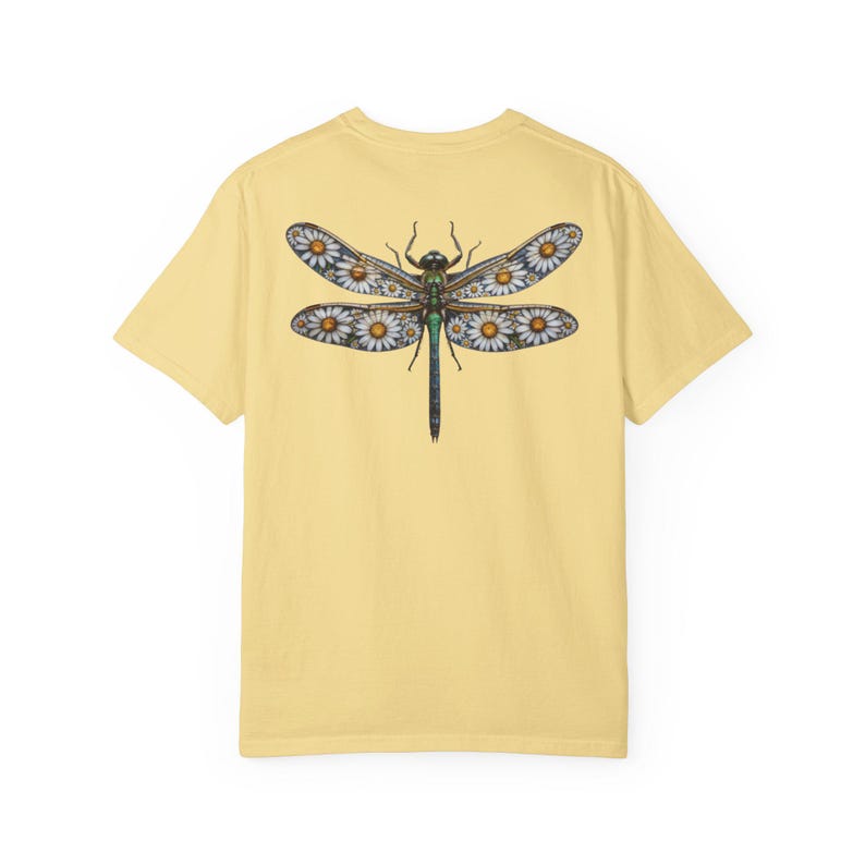 Floral Dragonfly Shirt Comfort Colors® Cotton Tee Shirt for Nature Lovers, Back Design Butter