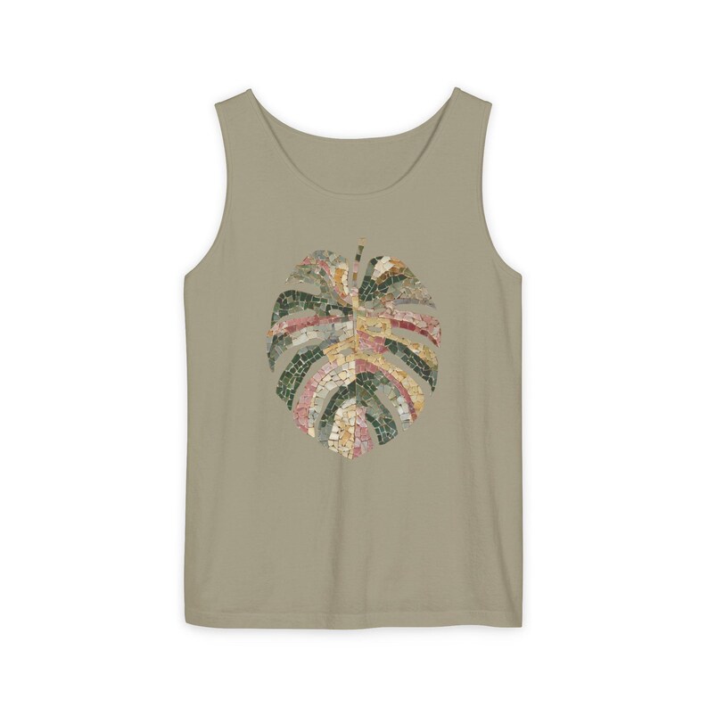 Mosaic Monstera Shirt, Indoor Plants Shirt, Houseplant T Shirt, loose tank top for women, Comfort Colors®, UNISEX Tank Tops, Rib Cage Shirt Sandstone