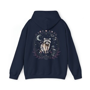 Raccoon Hoodie Mystical Raccoon Sweatshirt Cottagecore Raccoon Hooded Sweater Celestial Hoodie Fleece Hoodie Gift Idea for Raccoon Lovers image 4