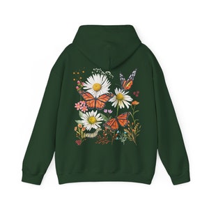 Butterfly Hoodie Cottagecore Clothes Floral Sweatshirt Daisy Shirt Monarch Butterflies Fairy Core Aesthetic Nature Lover Gift Flower Hoodie immagine 7