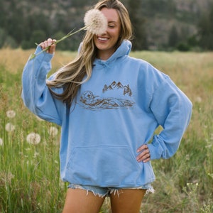 Otter Sweatshirt Hoodie Sea Otter Sweatshirt Animal Lovers Gift Ideas Fleece Top Hiking Hooded Sweater Mountain Nature Clothes Granola Girl image 2