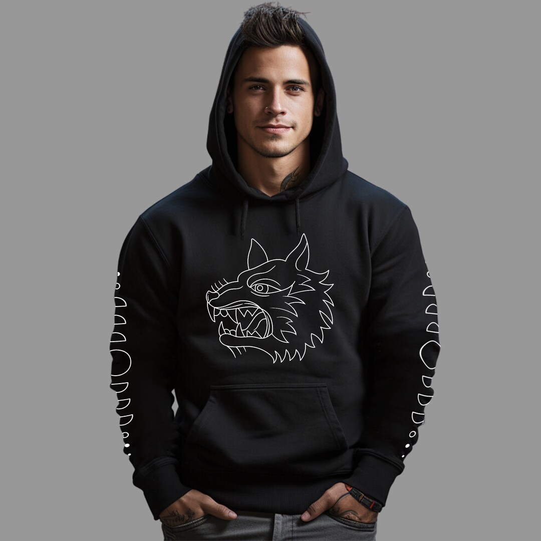 Wolf Hoodie Werewolf Head Moon Phases Hoodie Wolf Sweatshirt Etsy