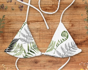 Fern Bikini Top All-over print recycled string bikini top