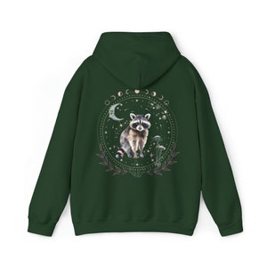 Raccoon Hoodie Mystical Raccoon Sweatshirt Cottagecore Raccoon Hooded Sweater Celestial Hoodie Fleece Hoodie Gift Idea for Raccoon Lovers image 7