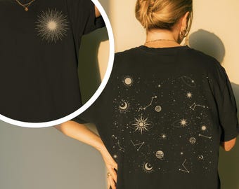 Sun Moon Stars Shirt Celestial Stars Tshirt Mystical Moon T Shirt Cosmic Aesthetic Top Constellation Tee Shirt Gildan Softstyle