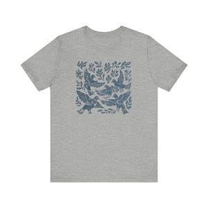 Pigeon Shirt Linocut Shirt Linocut Birds Amongst the Foliage Tshirt Pigeon Lover Gift Athletic Heather