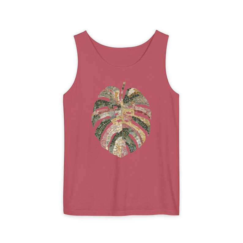 Mosaic Monstera Shirt, Indoor Plants Shirt, Houseplant T Shirt, loose tank top for women, Comfort Colors®, UNISEX Tank Tops, Rib Cage Shirt Crimson