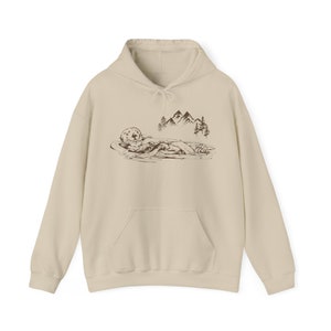 Otter Sweatshirt Hoodie Sea Otter Sweatshirt Animal Lovers Gift Ideas Fleece Top Hiking Hooded Sweater Mountain Nature Clothes Granola Girl image 7
