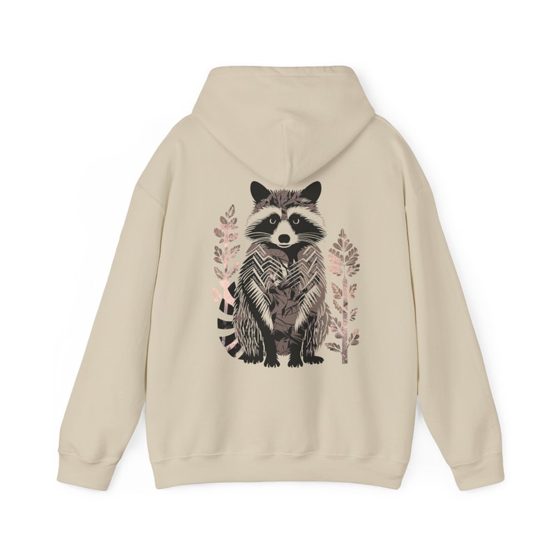 Raccoon Hoodie Block Print Spirit Animal Clothes Cottagecore Aesthetic Woodland Animals Top Racoon Sweatshirt Front Back Hoodie Fleece Gifts zdjęcie 8