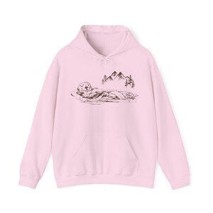 Otter Sweatshirt Hoodie Sea Otter Sweatshirt Animal Lovers Gift Ideas Fleece Top Hiking Hooded Sweater Mountain Nature Clothes Granola Girl image 5