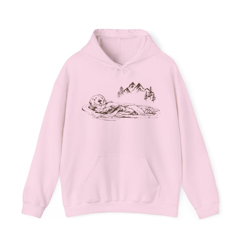 Otter Sweatshirt Hoodie Sea Otter Sweatshirt Animal Lovers Gift Ideas Fleece Top Hiking Hooded Sweater Mountain Nature Clothes Granola Girl image 5