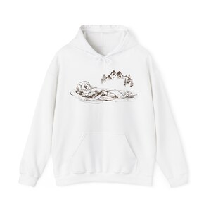 Otter Sweatshirt Hoodie Sea Otter Sweatshirt Animal Lovers Gift Ideas Fleece Top Hiking Hooded Sweater Mountain Nature Clothes Granola Girl image 9