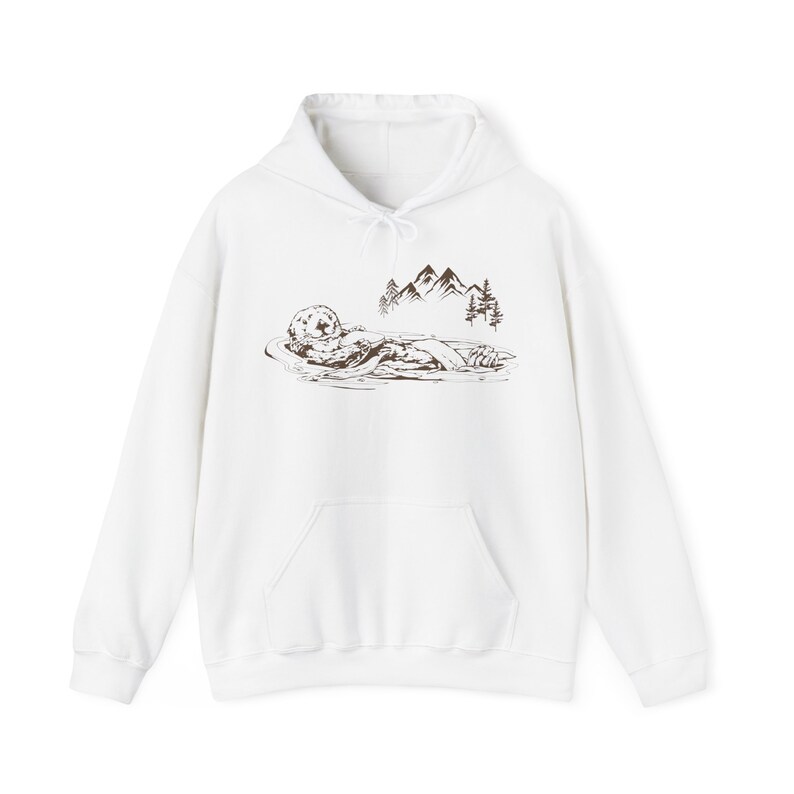 Otter Sweatshirt Hoodie Sea Otter Sweatshirt Animal Lovers Gift Ideas Fleece Top Hiking Hooded Sweater Mountain Nature Clothes Granola Girl image 9