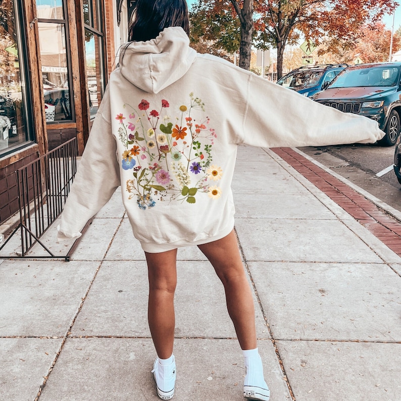 Pressed flower hoodie