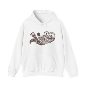 Sea Otter Hoodie Hand Drawn Brown Otters Sweatshirt Animal Lovers Gift Ideas Nature Lover Gifts Granola Girl Clothes PNW Aesthetic Clothing image 9