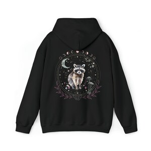 Raccoon Hoodie Mystical Raccoon Sweatshirt Cottagecore Raccoon Hooded Sweater Celestial Hoodie Fleece Hoodie Gift Idea for Raccoon Lovers image 6