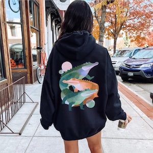 Crocodile Hoodie Sweatshirt, Alligator Hooded Sweater, Abstract Animal Lover Gift